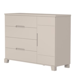 Cômoda Infantil Luna 1 Porta e 4 Gavetas Areia Fosco - Reller Móveis Cômoda Infantil Luna 1 Porta e 4 Gavetas Areia Fosco - Reller Móveis