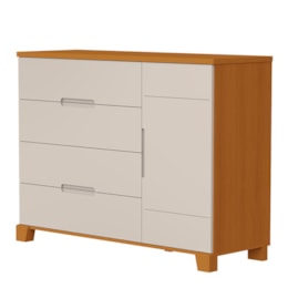 Cômoda Infantil Luna 1 Porta e 4 Gavetas Areia Fosco/Savana - Reller Móveis Cômoda Infantil Luna 1 Porta e 4 Gavetas Areia Fosco/Savana - Reller Móveis