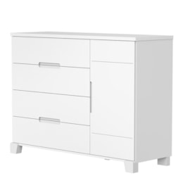 Cômoda Infantil Luna 1 Porta e 4 Gavetas Branco Fosco - Reller Móveis