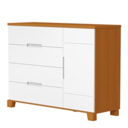 Cômoda Infantil Luna 1 Porta e 4 Gavetas Branco Fosco/Savana - Reller Móveis