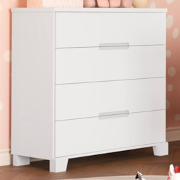 Cômoda Infantil Luna 4 Gavetas Branco Fosco - Reller Móveis