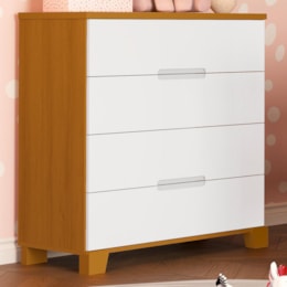 Cômoda Infantil Luna 4 Gavetas Branco Fosco/Savana - Reller Móveis