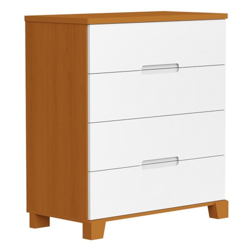 Cômoda Infantil Luna 4 Gavetas Branco Fosco/Savana - Reller Móveis