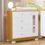 Cômoda Infantil New Katatau 1 Porta e 4 Gavetas Branco Fosco/Savana - Reller Móveis