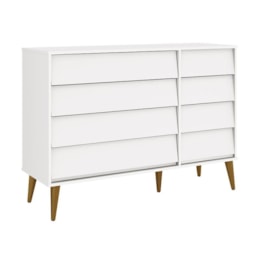 Cômoda Infantil Noah Retrô com Porta Branco Fosco e Pés Amadeirado - Reller Móveis Cômoda Infantil Noah Retrô com Porta Branco Fosco e Pés Amadeirado - Reller Móveis