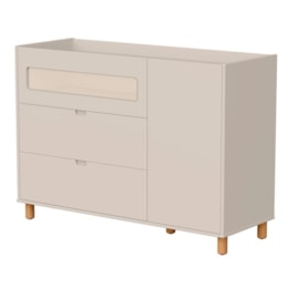 Cômoda Infantil Ollie 1 Porta e 3 Gavetas Areia Fosco - Reller Móveis