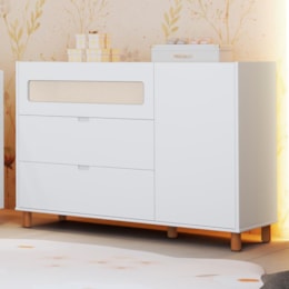 Cômoda Infantil Ollie 1 Porta e 3 Gavetas Branco Fosco - Reller Móveis