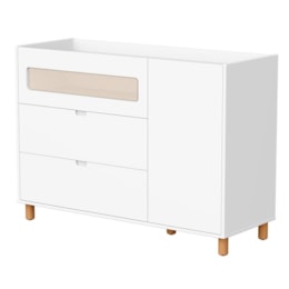 Cômoda Infantil Ollie 1 Porta e 3 Gavetas Branco Fosco - Reller Móveis