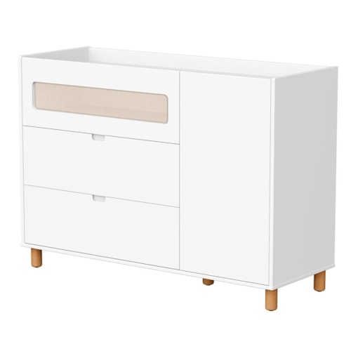 Cômoda Infantil Ollie 1 Porta e 3 Gavetas Branco Fosco - Reller Móveis