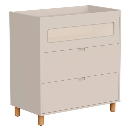 Cômoda Infantil Ollie 3 Gavetas Areia Fosco - Reller Móveis