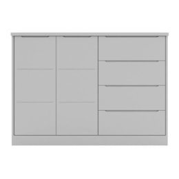 Cômoda Infantil Pietra com 2 Portas e 4 Gavetas Cinza - PR Baby   Cômoda Infantil Pietra com 2 Portas e 4 Gavetas Cinza - PR Baby