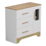 Cômoda Infantil Popy Retrô Plus 1 Porta com Janela e 3 Gavetas Branco Brilho/Amêndoa - Móveis Peroba
