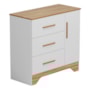 Cômoda Infantil Popy Retrô Plus 1 Porta e 3 Gavetas Branco Brilho/Amêndoa - Móveis Peroba