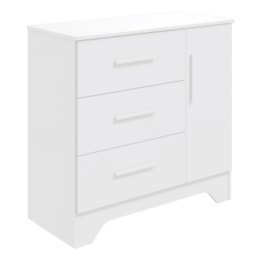 Cômoda Infantil Popy Retrô Plus 1 Porta e 3 Gavetas Branco Brilho - Móveis Peroba