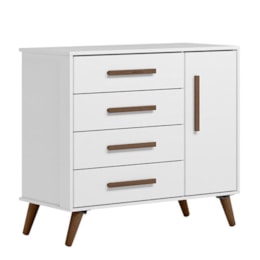 Cômoda Infantil Q Encanto Retrô 1 Porta e 4 Gavetas Branco Acetinado - Qmovi Cômoda Infantil Q Encanto Retrô 1 Porta e 4 Gavetas Branco Acetinado - Qmovi