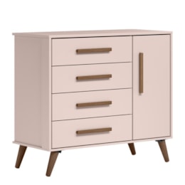 Cômoda Infantil Q Encanto Retrô 1 Porta e 4 Gavetas Rosa - Qmovi Cômoda Infantil Q Encanto Retrô 1 Porta e 4 Gavetas Rosa - Qmovi