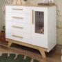 Cômoda Infantil Retrô 1 Porta com Janela e 4 Gavetas Branco Brilho/Amêndoa - Móveis Peroba