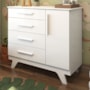 Cômoda Infantil Retrô 1 Porta e 4 Gavetas Branco Brilho - Móveis Peroba