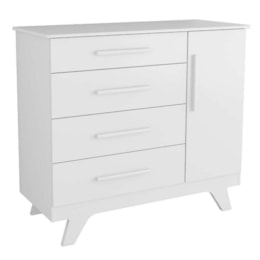 Cômoda Infantil Retrô 1 Porta e 4 Gavetas Branco Brilho - Móveis Peroba Cômoda Infantil Retrô 1 Porta e 4 Gavetas Branco Brilho - Móveis Peroba