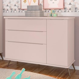 Cômoda Infantil Retrô Alice 1 Porta e 3 Gavetas Rosê - PR Baby  Cômoda Infantil Retrô Alice 1 Porta e 3 Gavetas Rosê - PR Baby