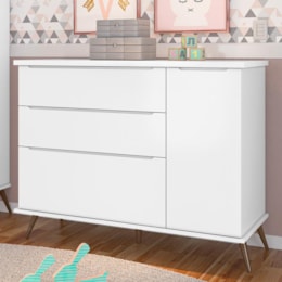 Cômoda Infantil Retrô Melinda 1 Porta e 3 Gavetas Branco - Phoenix Baby Cômoda Infantil Retrô Melinda 1 Porta e 3 Gavetas Branco - Phoenix Baby