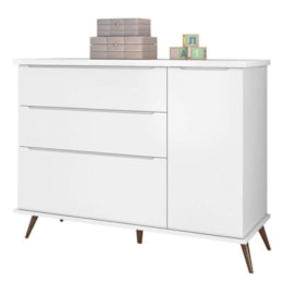 Cômoda Infantil Retrô Melinda 1 Porta e 3 Gavetas Branco - Phoenix Baby Cômoda Infantil Retrô Melinda 1 Porta e 3 Gavetas Branco - Phoenix Baby