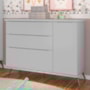 Cômoda Infantil Retrô Melinda 1 Porta e 3 Gavetas Cinza - Phoenix Baby