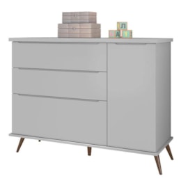 Cômoda Infantil Retrô Melinda 1 Porta e 3 Gavetas Cinza - Phoenix Baby Cômoda Infantil Retrô Melinda 1 Porta e 3 Gavetas Cinza - Phoenix Baby