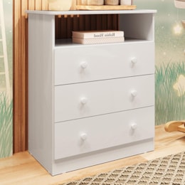 Cômoda Infantil Smim New 3 Gavetas Branco Brilho - Móveis Peroba