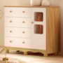 Cômoda Infantil Uli New 1 Porta e 4 Gavetas Branco Brilho/Amêndoa - Móveis Peroba