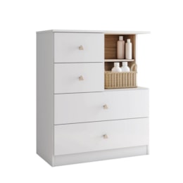Cômoda Infantil Vanila 4 Gavetas Branco/Jequitibá - Móveis Henn