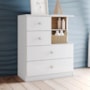 Cômoda Infantil Vanila 4 Gavetas Branco/Jequitibá - Móveis Henn