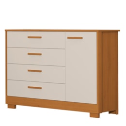 Cômoda Infantil Zaki 1 Porta e 4 Gavetas Areia Fosco/Savana - Reller Móveis Cômoda Infantil Zaki 1 Porta e 4 Gavetas Areia Fosco/Savana - Reller Móveis