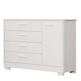 Cômoda Infantil Zaki 1 Porta e 4 Gavetas Branco Fosco - Reller Móveis