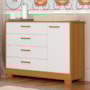 Cômoda Infantil Zaki 1 Porta e 4 Gavetas Branco Fosco/Savana - Reller Móveis