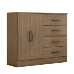 Cômoda Lite 2 Portas e 4 Gavetas Carvalho Oak - Móveis Leão