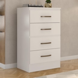 Cômoda Lite 4 Gavetas Branco Brilho - Móveis Leão
