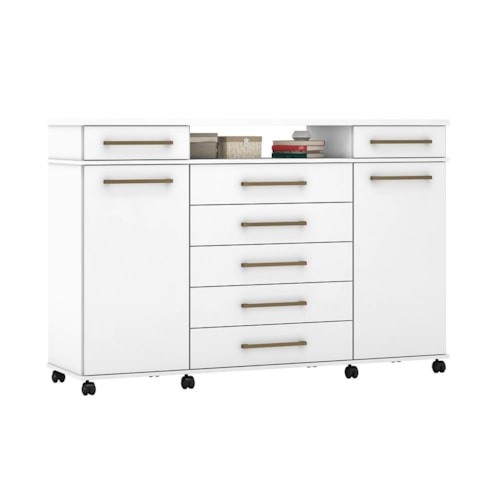 Comoda London 2 Portas 7 Gavetas Branco – Demóbile