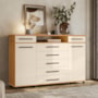 Comoda London 2 Portas 7 Gavetas Cinamon Touch/Off White – Demóbile