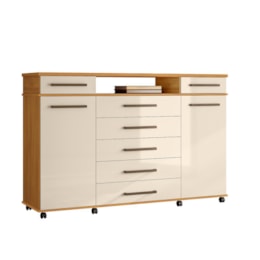 Comoda London 2 Portas 7 Gavetas Cinamon Touch/Off White – Demóbile