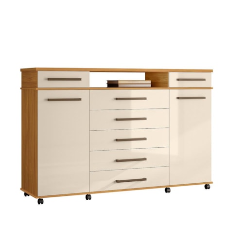 Comoda London 2 Portas 7 Gavetas Cinamon Touch/Off White – Demóbile