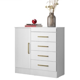 Cômoda Montevidéu 1 Porta e 4 Gavetas Branco - Demóbile Cômoda Montevidéu 1 Porta e 4 Gavetas Branco - Demóbile