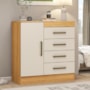 Cômoda Montevidéu 1 Porta e 4 Gavetas Cinamon Touch/Off White - Demóbile