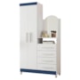 Cômoda New Capri 2 Portas e 4 Gavetas Branco/Azul Matte com Espelho - Móveis Albatroz
