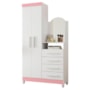 Cômoda New Capri 2 Portas e 4 Gavetas Branco/Rosa Matte com Espelho - Móveis Albatroz