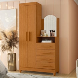 Cômoda New Capri 2 Portas e 4 Gavetas Cinamomo com Espelho - Móveis Albatroz