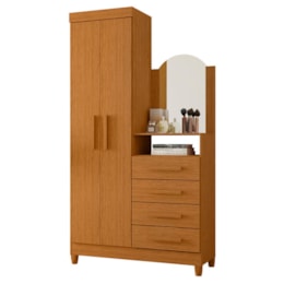 Cômoda New Capri 2 Portas e 4 Gavetas Cinamomo com Espelho - Móveis Albatroz