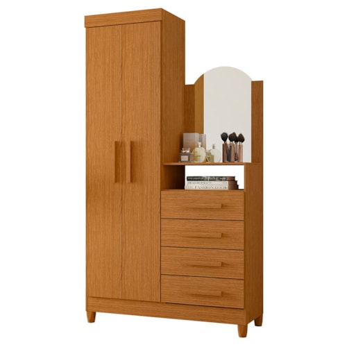 Cômoda New Capri 2 Portas e 4 Gavetas Cinamomo com Espelho - Móveis Albatroz