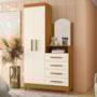 Cômoda New Capri 2 Portas e 4 Gavetas Cinamomo/Off White com Espelho - Móveis Albatroz