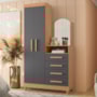 Cômoda New Capri 2 Portas e 4 Gavetas Freijó/Titanium com Espelho - Móveis Albatroz